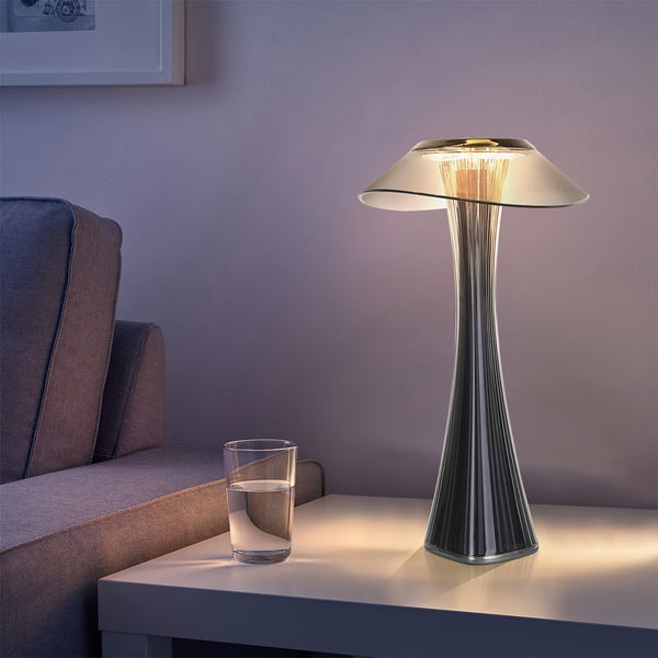 LED Tischlampe Touch dimmbar rauchgrau – USB Akku Nachttischlampe